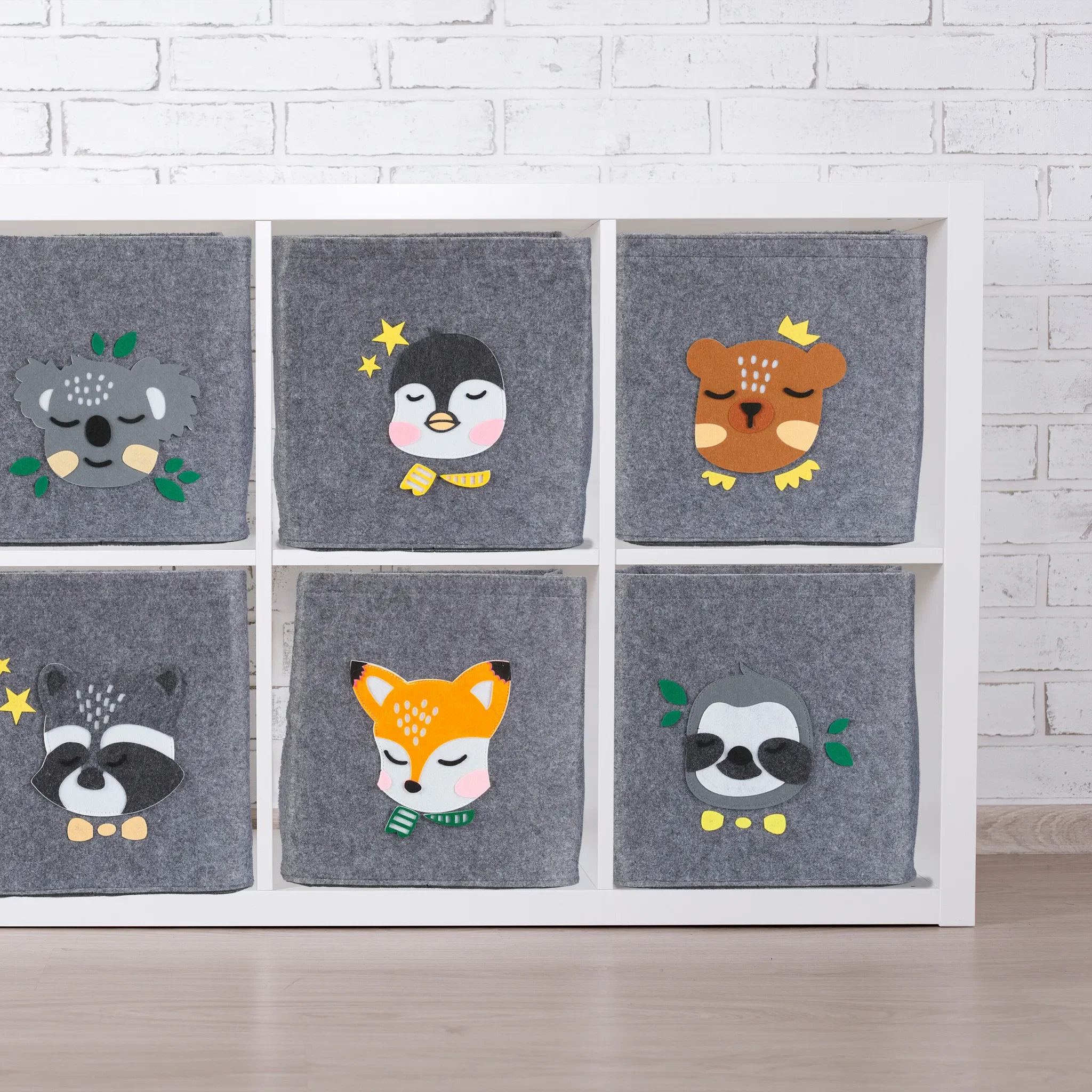 Aufbewahrungsbox für Kinder – Filzkorb im Tierdesign, grau, ca. 33 × 33 × 33 cm